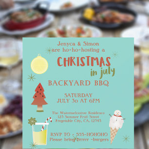 Noël En Juillet Jardin BBQ Party Invitation