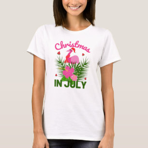 Noël En Juillet Joli Flamant rose Été T-Shirt