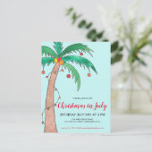 Noël En Juillet Paume Carte Postale Invitation (Debout devant)