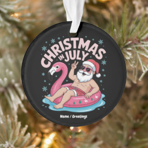 Noël en juillet Père Noël Flamant rose Drôle Noël