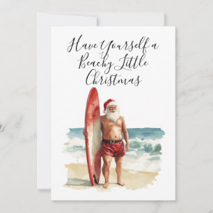 Noël en juillet Surfant Père Noël - Carte de Vœux