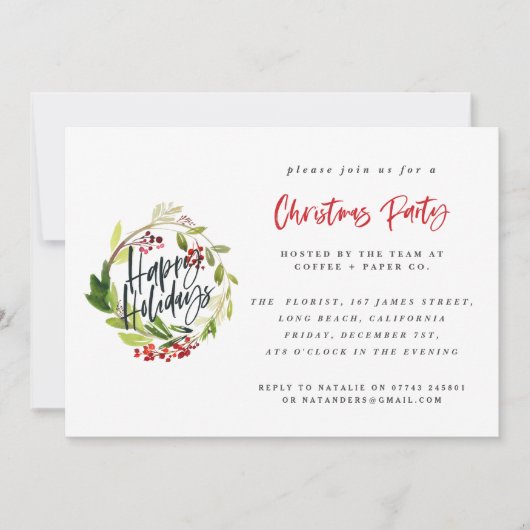 Noël entreprise invitation feuille d'hiver (Devant)