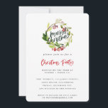 Noël entreprise invitation feuille d'hiver<br><div class="desc">Joyeux Noël entreprise fête de fête invitation. Classy hiver thème aquarelle wreath corporative invitation de fête de vacances.</div>
