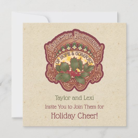 Noël et bénédictions de Yule Invitation de vacance (Devant)