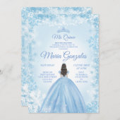 Noël et hiver Mis Quince Invitation bleu (Devant / Derrière)