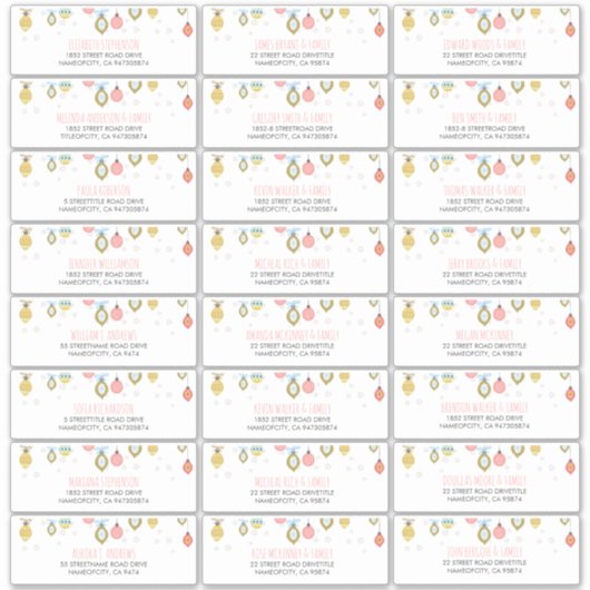 Noël et Nouvel An Nom des invités Étiquette de adr (Devant)