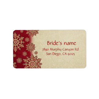 Noël Eve Red Snowflakes Étiquette de adresse