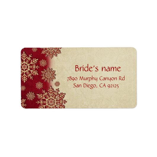 Noël Eve Red Snowflakes Étiquette de adresse (Devant)