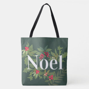 Noel evergreen bladeren en bessen vakantie draagtas