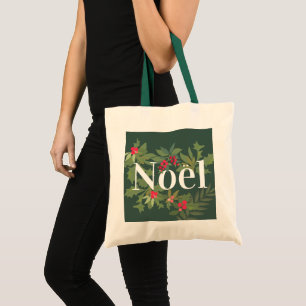 Noel evergreen bladeren en bessen vakantie tote bag