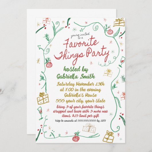 Noël Favoris Invitation (Devant / Derrière)