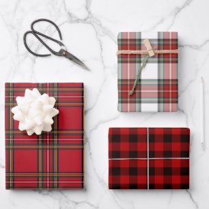 Noël festif rouge Plaid Tartan papier enveloppant