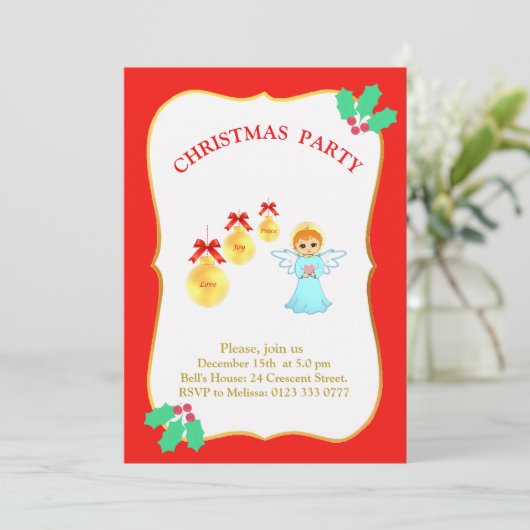Noël Fête Ange Invitation (Debout devant)