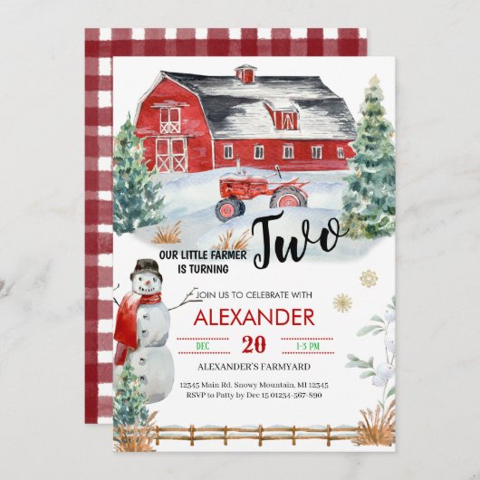 Noël Fête Anniversaire Invitation (Devant / Derrière)