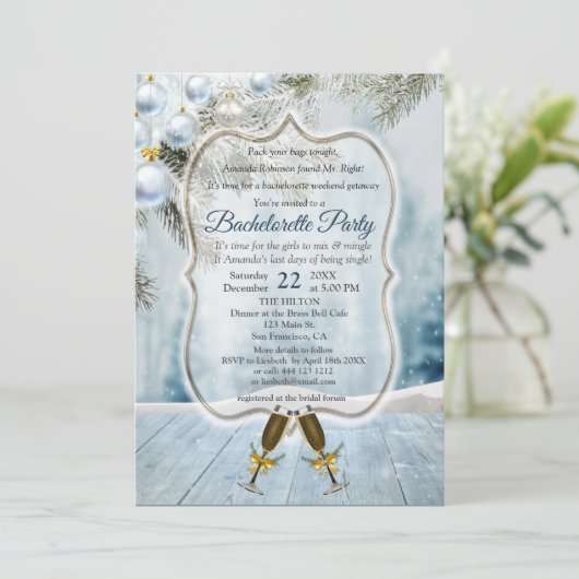Noël Fête Bachelorette Invitation (Debout devant)