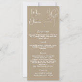 Noël fête beige renne dîner carte menu (Devant)