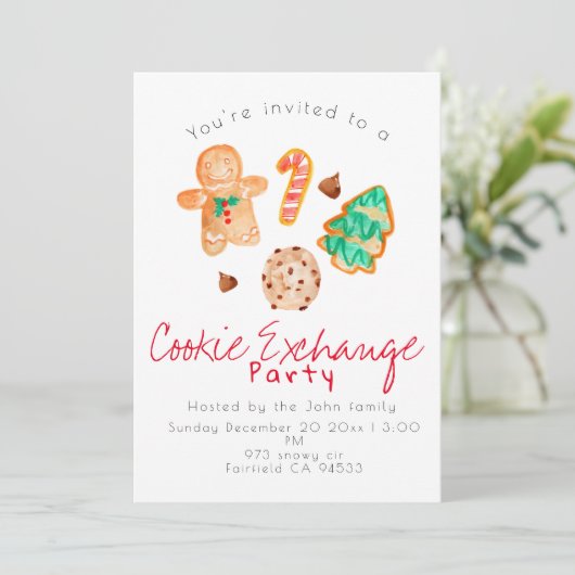 Noël fête biscuit échange invitation (Debout devant)