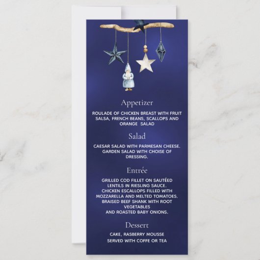 Noël fête bleu gnome nordique carte menu (Devant)