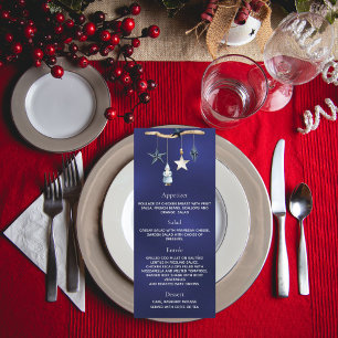 Noël fête bleu gnome nordique carte menu