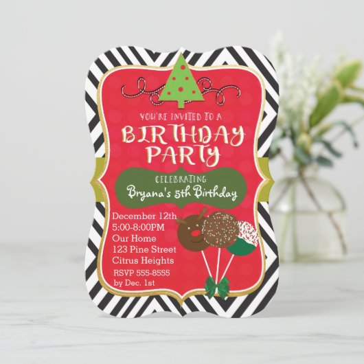 Noël FÊTE D'ANNIVERSAIRE Cake pops Invitations (Debout devant)