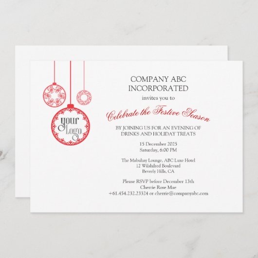 Noël Fête d'entreprise Invitation (Devant / Derrière)