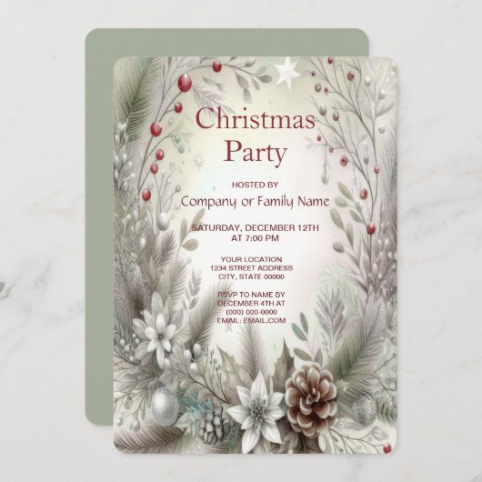 Noël Fête d'hiver Invitation (Devant / Derrière)