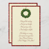 Noël Fête Elégante carte de couronne de Noël (Devant / Derrière)