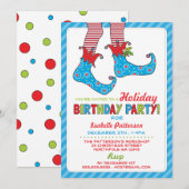 Noël Fête Elfe Anniversaire Fête Invitation (Devant / Derrière)