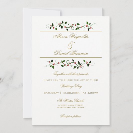 Noël Fête hiver Mariage Invitation (Devant)