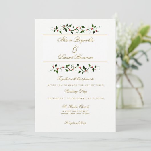 Noël Fête hiver Mariage Invitation (Debout devant)