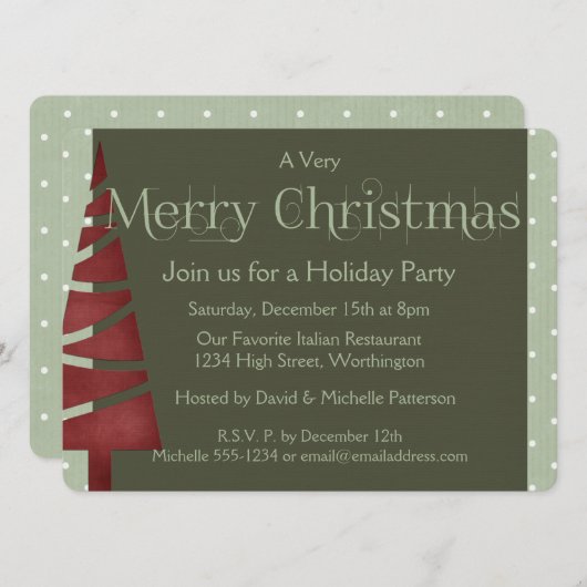 Noël Fête Invitation Arbre Conception 1 (Devant / Derrière)