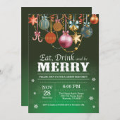 Noël Fête Invitation Manger Boire Joyeux (Devant / Derrière)