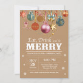 Noël Fête Invitation Manger Boire Joyeux (Devant)