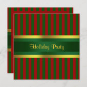 Noël Fête Invitation Red Green Gold (Devant / Derrière)
