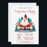 Noël Fête Invitation Santa Claus<br><div class="desc">Invitation Noël Fête de Fêtes. Dîner de Noël Invitation de fête de Noël. Fleurs florales de Noël couronne. Père Noël. Cerf. Arbre de Noël. Fond blanc. Pour plus de personnalisation,  cliquez sur le bouton "Customiser" et utilisez notre outil de conception pour modifier ce modèle.</div>