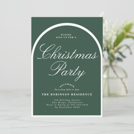 Noël Fête moderne Arc vert Invitation (Debout devant)