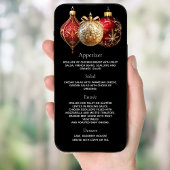 Noël fête noir rouge or baubles carte