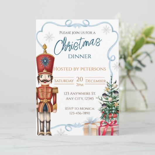Noël Fête Nutcracker Dîner Invitation (Debout devant)