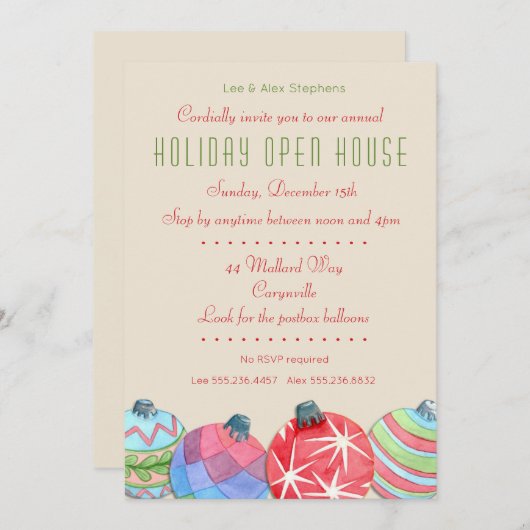 Noël Fête Open House Invitation (Devant / Derrière)