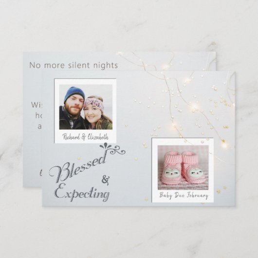 Noël Fête photo Grossesse Faire-part (Devant / Derrière)