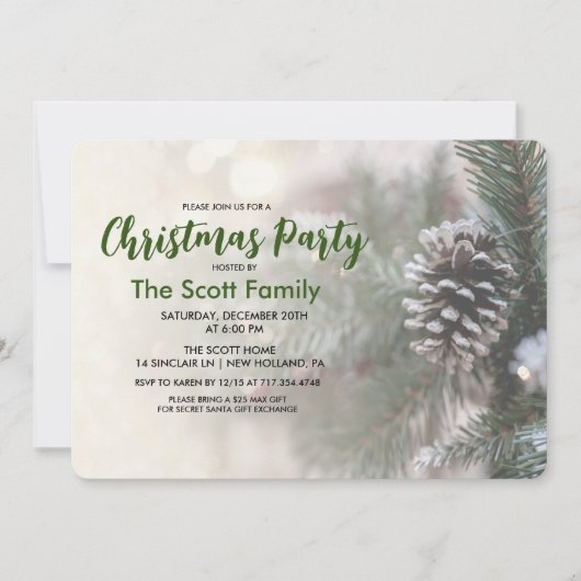 Noël Fête Pine Cone Invitation (Devant)