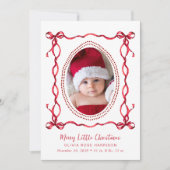 Noël Fête Rouge Bow Photo Faire-part de naissance (Devant)