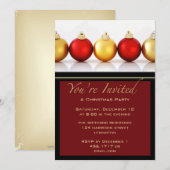 Noël Fête Rouge & Gold Balls Invitation (Devant / Derrière)