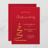 Noël fête rouge or moderne arbre invitation (Devant / Derrière)