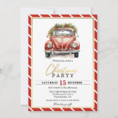 Noël Fête Rouge Vintage Carte Invitation (Devant)