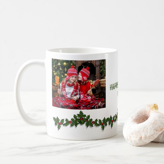 Noël Fêtes Customisé Photo Café Mug (Avec donut)