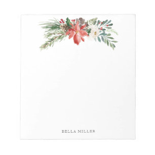 Noël Fêtes d'hiver Floral Bloc-notes stationnair