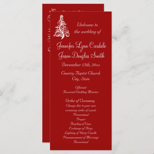 Noël Fêtes Programmes de mariage rouge (Devant / Derrière)