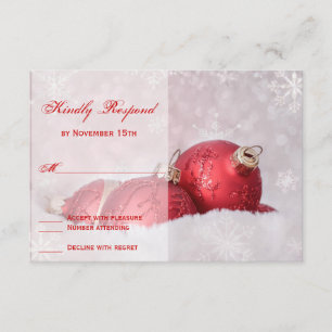 Noël Flammes de neige Red Wedding Carte RSVP