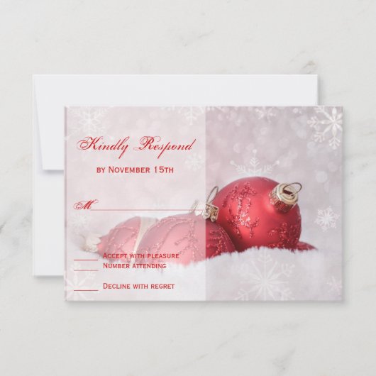 Noël Flammes de neige Red Wedding Carte RSVP (Devant)